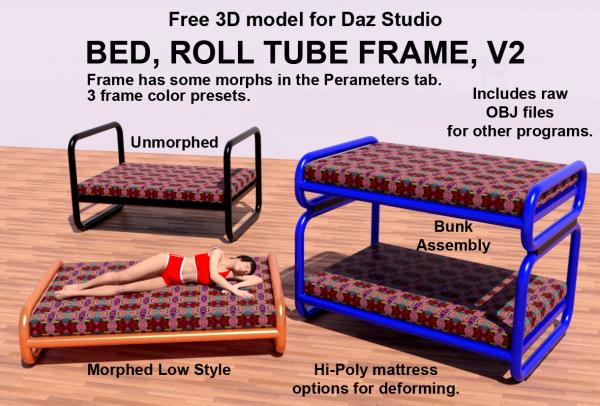 Bed, Roll Tube Frame, V2