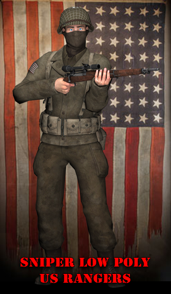 Sniper US Ranger standalone Character low poly