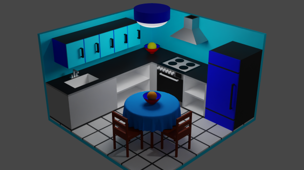 Low Poly Kitchen, Isometric