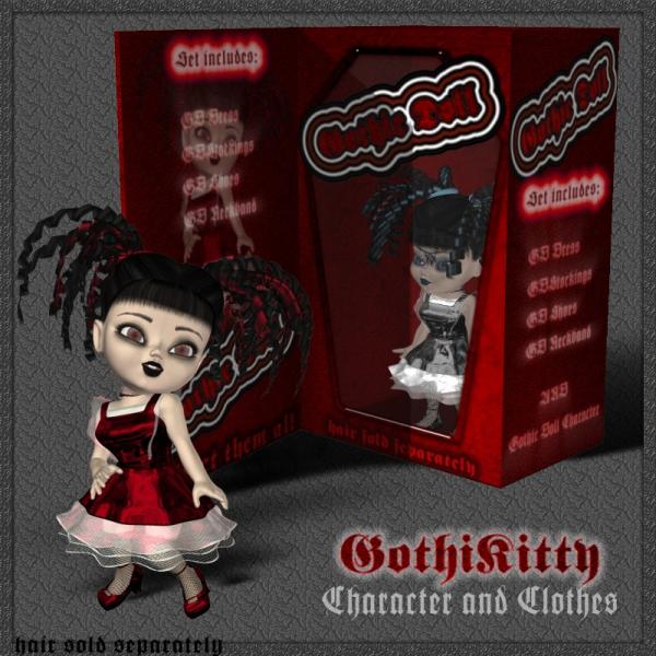 Gothic Doll Hair fit to Kit and GothiKitty