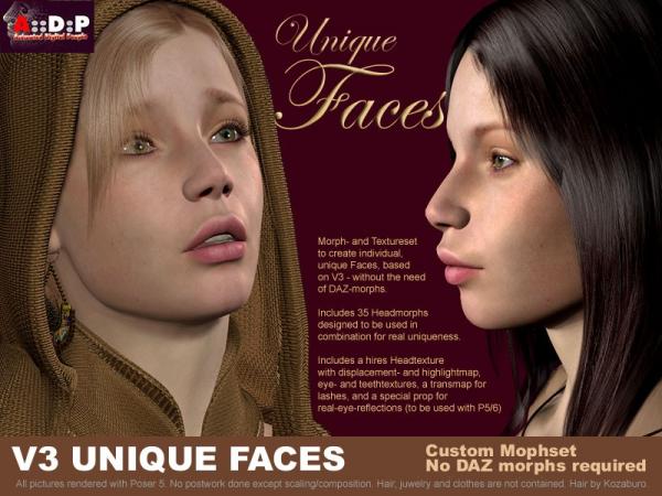 V3 Unique Faces (morphs + tex)