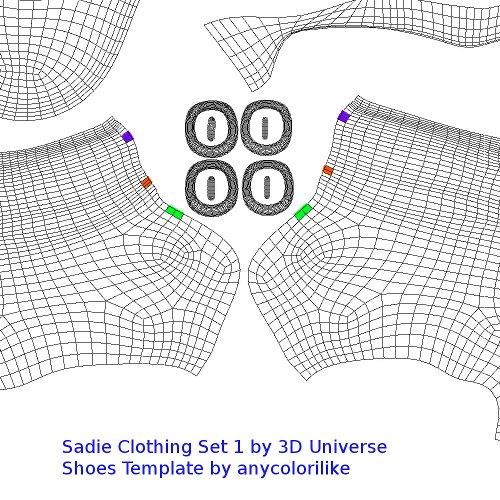 Texture Templates-Sadie Clothes Set1-Shoes