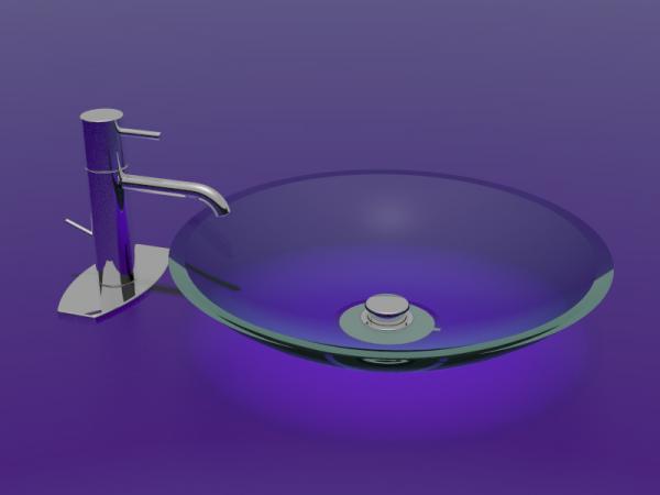 Modern Faucet &amp; Glass Sink (OBJ,3DS,LWO,DXF)