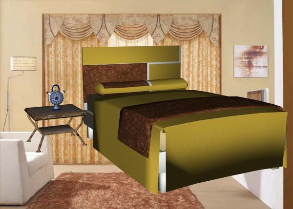 doublebed and sidetable with decoration clock