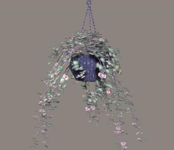Hanging pot with fae flowers (poser prop)