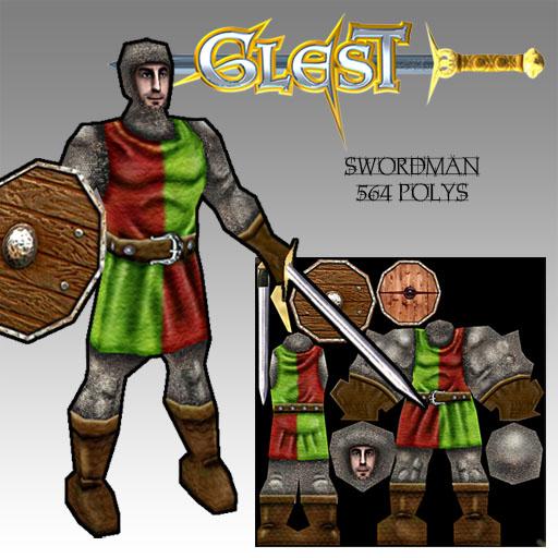 swordman: low poly RTS game character