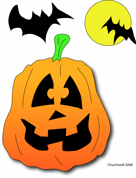 Halloween pumpkin and bats