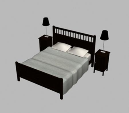 Black Wood Bed for 3d Max 9, 3DS and OBJ