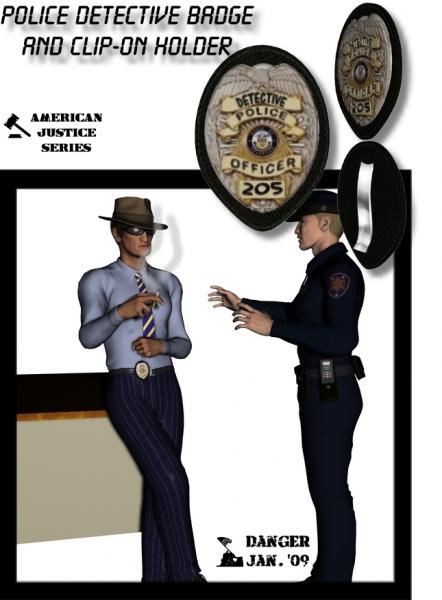 Police Detective Badge and Clip-On Holder