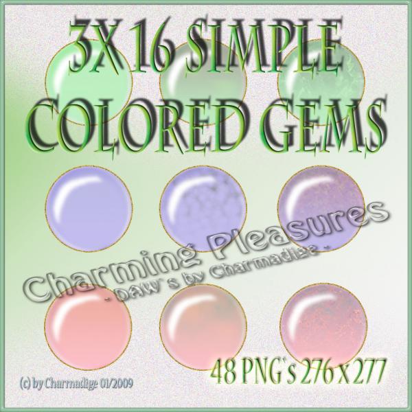 3x 16 Simple Colored Gems