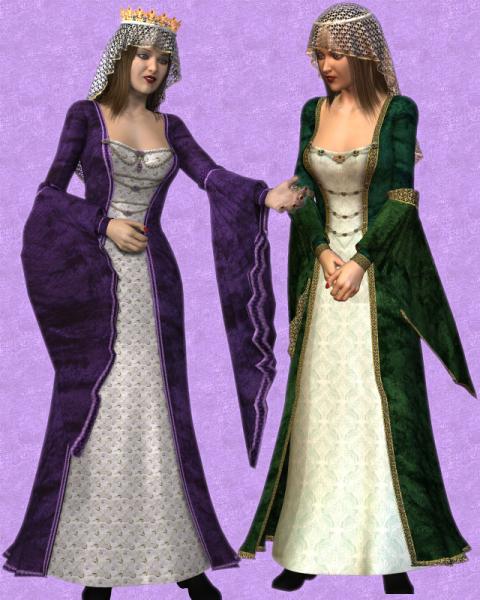 Royal green medieval Queen dress for PoTS