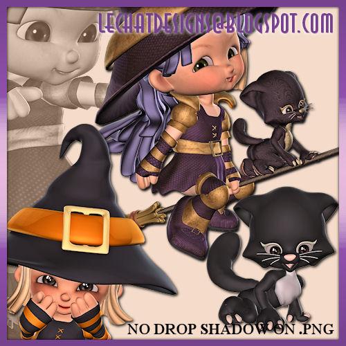 Cute Little Witch PNG Set