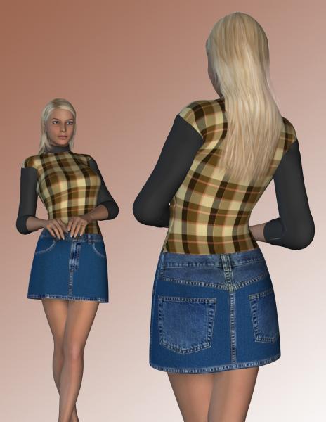 Denim skirt and sweater texture for Courageous