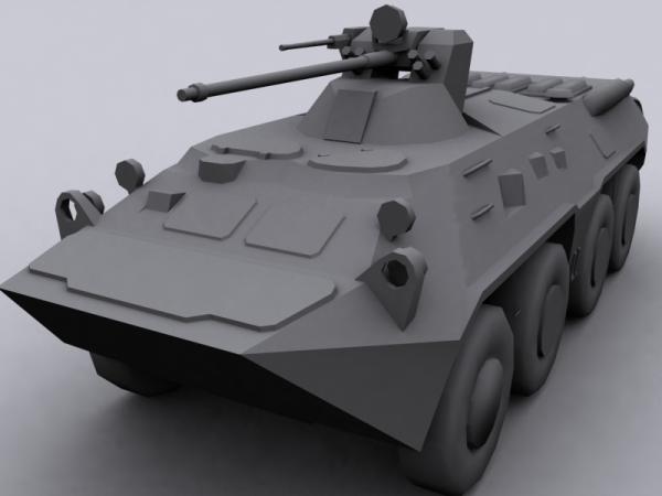 BTR-80A Russian High Firepower APC low poly model