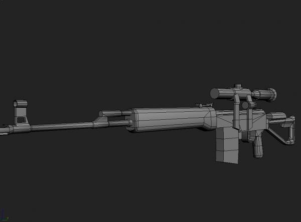 SVDS Russian Para Sniper Riffle low Poly model