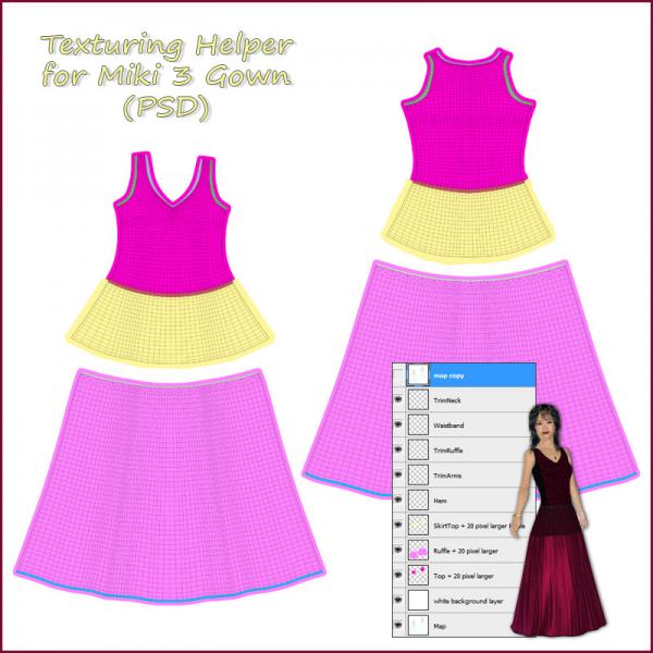 Miki 3 Gown - Texturing Helper (PSD)