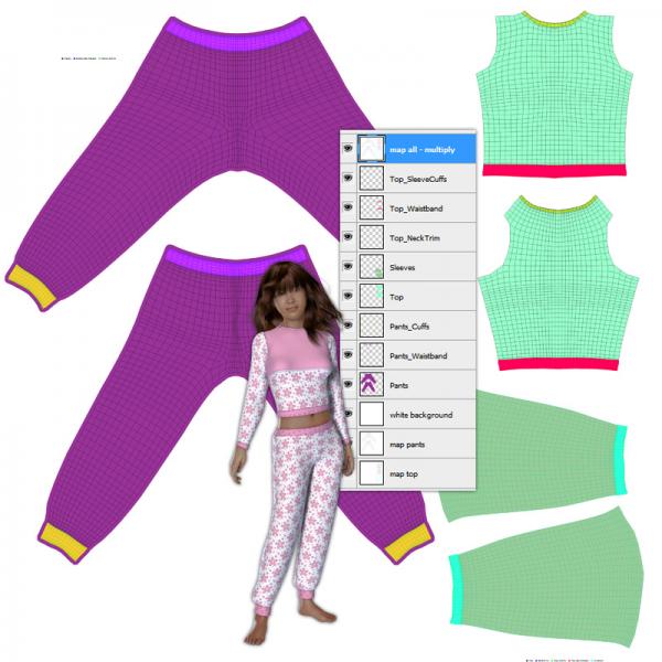 Miki 3 - Pajama - Texturing Helper (PSD)