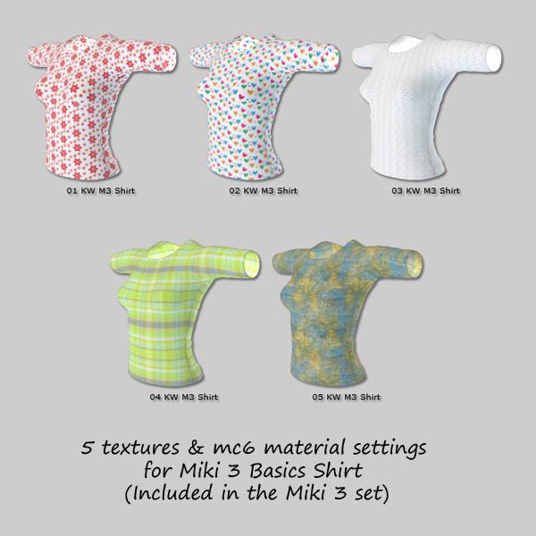 5 Styles for Miki 3 Basics Shirt - Vol.1