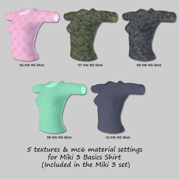 5 Styles for Miki 3 Basics Shirt - Vol.2