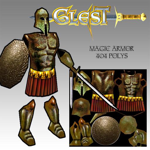 Magic armor: Low poly RTS game character