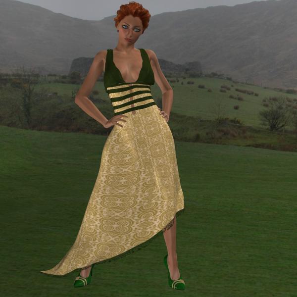MARCH MADNESS-Movie Dress-Gold with Green