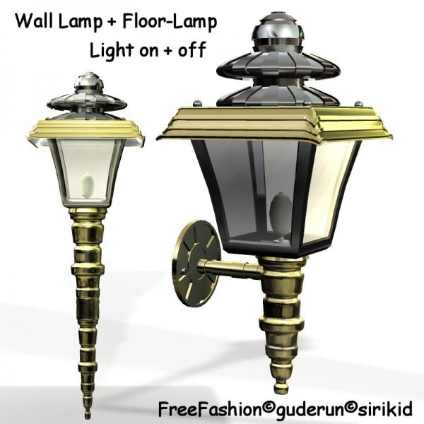 Wall lamp and floor lamp for Poser