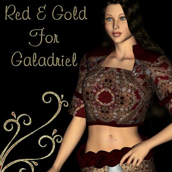 Red And Gold Dress Textures For V4 Galadriel