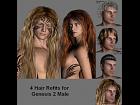 4 Hair Refits for Genesis 2 Male