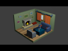 Isometric Living Room, Low Poly