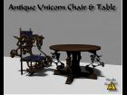 Antique Unicorn Table and Chair