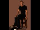 WOODEN STOOL OBJ WITH M4 SEATED STOOL POSE