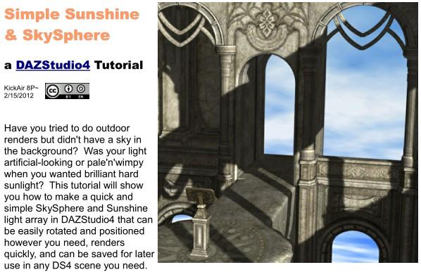 Simple Sunshine & SkySphere, a DAZStudio4 Tutorial