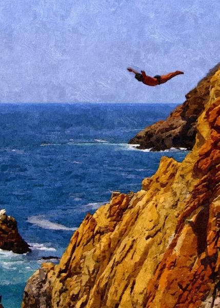 Cliff Diver - Oil Painting