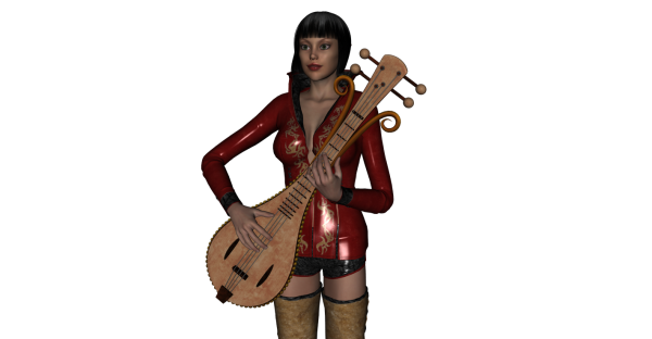 Fantasy lute player pose