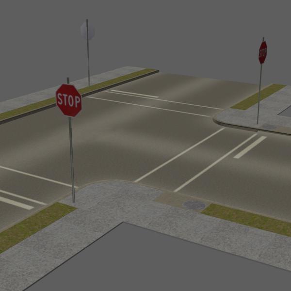 Street Construction Set - T Intersection Add-On