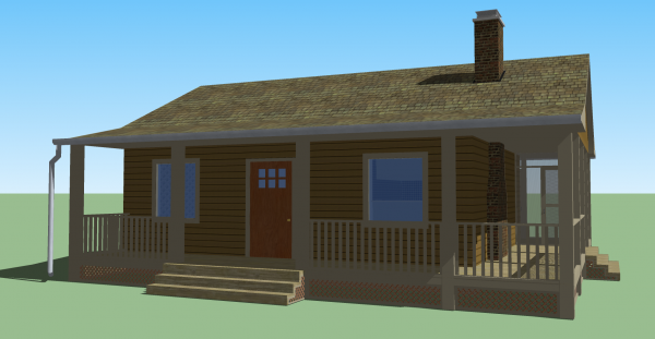 Cottage w/ 3/4-Surround Porch - OBJ Format