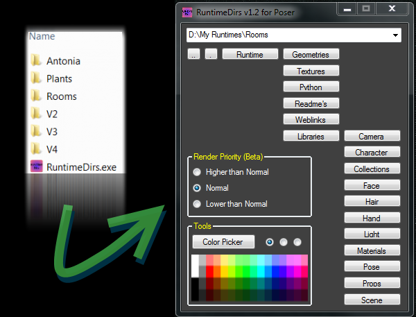 Directory Quickopener for Poser Runtime Subfolders