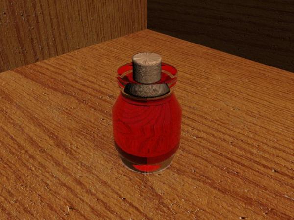 Glass bottle with cork and liquid for 3ds max