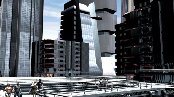 Scifi downtown scenery