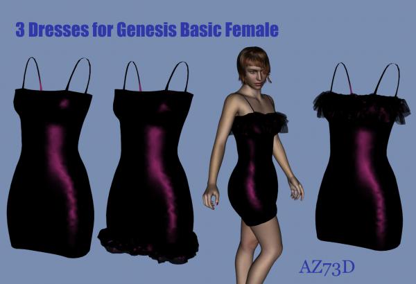 3 Dresses for Genesis Basic Female