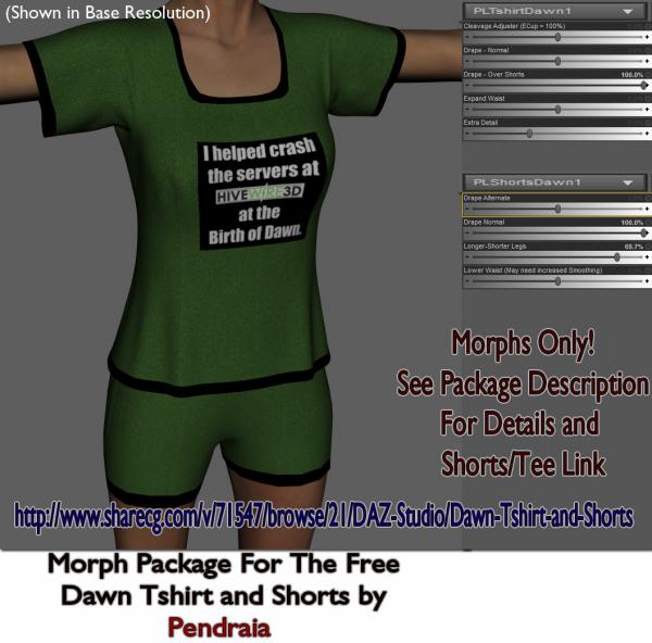 DS 4.5+ Morphs for the Dawn Tshirt and Shorts