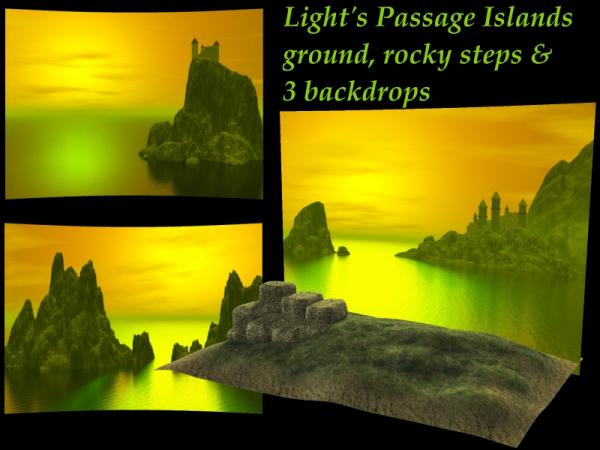 Light&#039;s Passage-ground, rock steps &amp; 3 backdrops