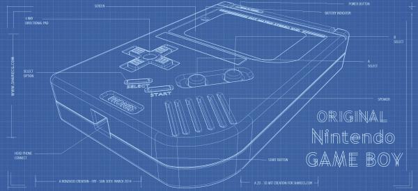 Nintendo Game Boy Blue Print