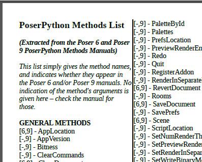 Poser 6 To 9 PoserPython Methods List