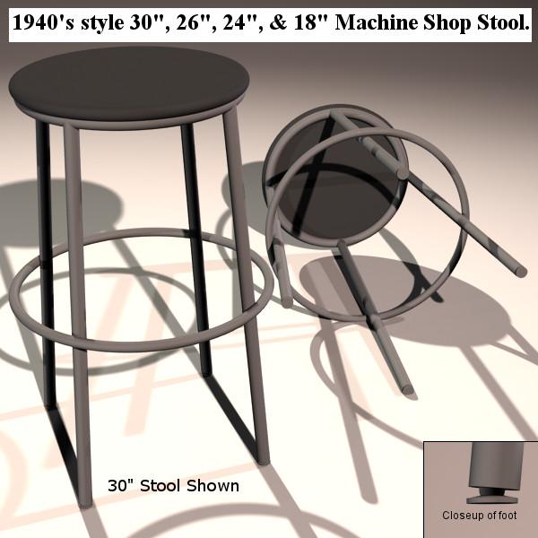 1940s style Machine Shop Stool, v4.1 DazStudio.