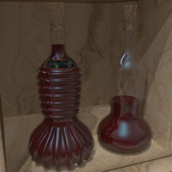 tumblehome and fluted wine bottles