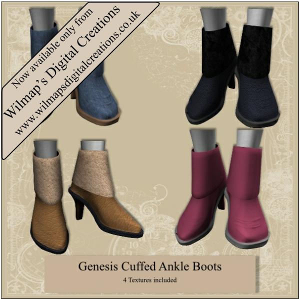 Genesis Cuffed Ankle Boots - DAZ Studio - ShareCG