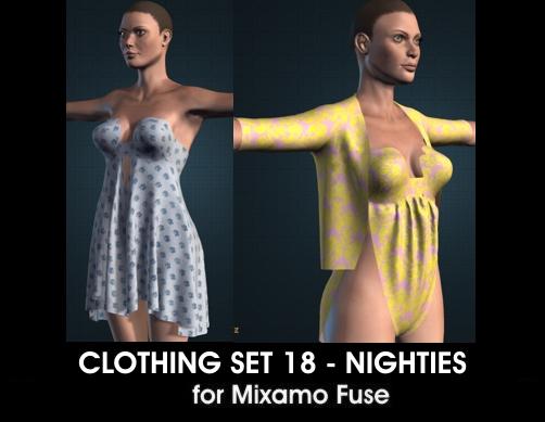 Nighties for Mixamo Fuse and Unity3D