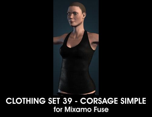 Corsage Simple for Mixamo Fuse and Unity3D