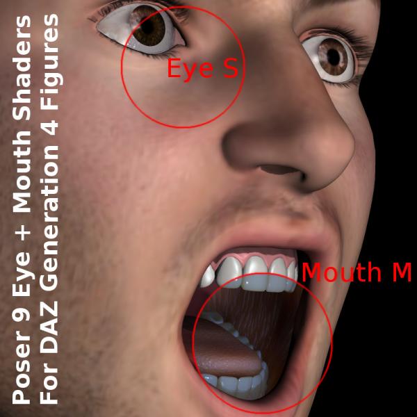 Poser 9 Mouth And Eye Shaders For DAZ Generation 4